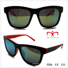 Clásico gafas de sol de plástico unisex con doble color (wsp508285)